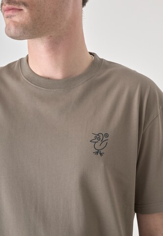 Cleptomanicx Shirt 'Sketch Gull' in Bruin