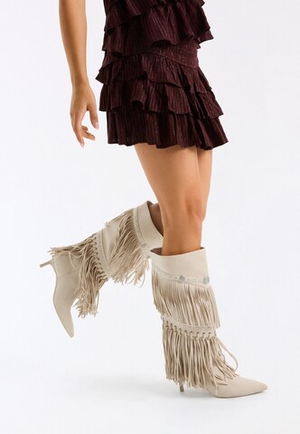 Bottes de cowboy Bershka en beige