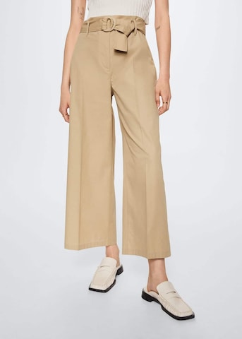 MANGO Wide Leg Suorat housut 'Minimal' värissä beige: edessä