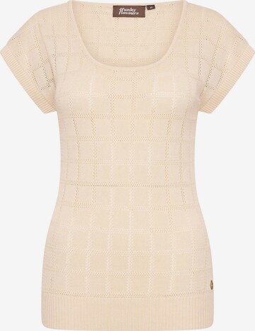 4funkyflavours Knitted Top 'Hit'n Run Lover' in Beige: front