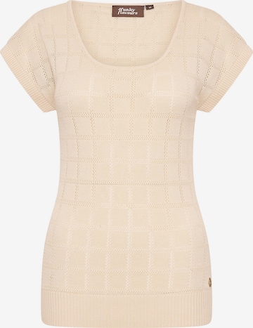 4funkyflavours Knitted Top 'Hit'n Run Lover' in Beige: front