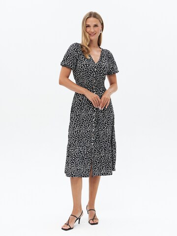 Passioni Summer Dress 'Hemdblusenkleid mit Blumenprint' in Black: front
