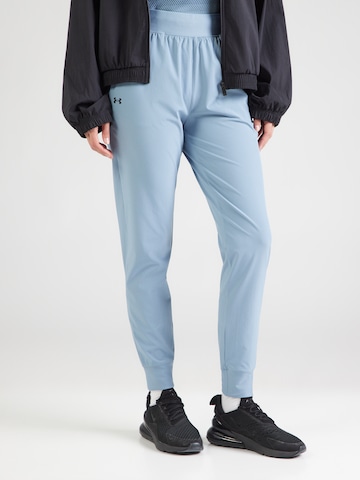 UNDER ARMOUR Tapered Workout Pants 'Rival' in Blue: front