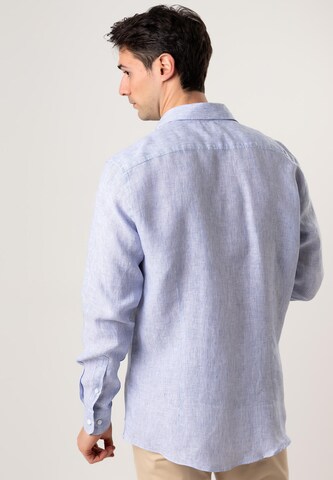 Black Label Shirt Regular Fit Leinenhemd 'LINEN' in Blau
