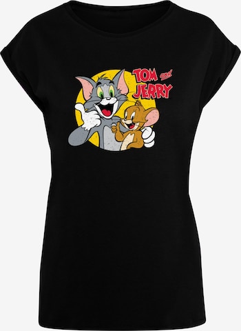 ABSOLUTE CULT Shirt 'Tom And Jerry - Thumbs Up' in Zwart: voorkant