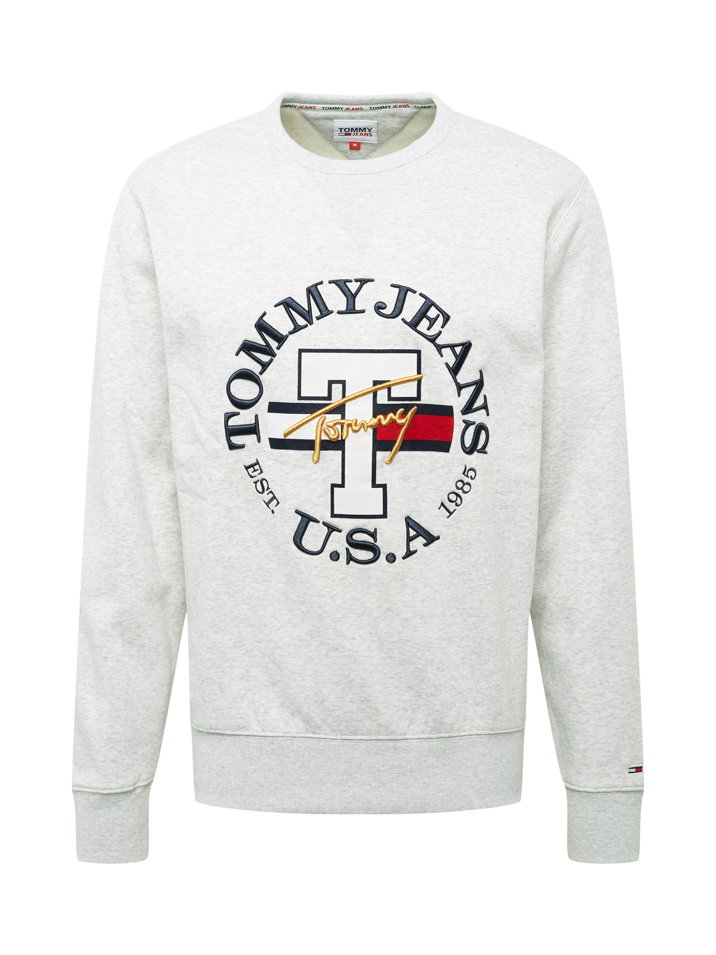 tommy jeans front logo crew neck sweat in grey