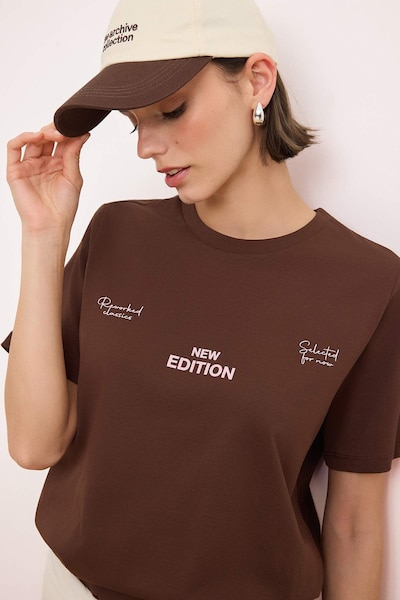 Trendyol Shirts i XS i brun / hvid, Produktvisning