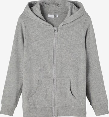 NAME IT - Sudadera con cremallera en gris: frente