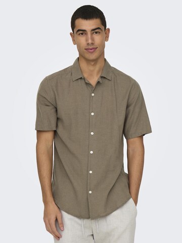 Only & Sons Regular Fit Skjorte 'CAIDEN' i brun