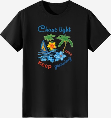 T-shirt 'Women Watercolor Tropical Island Print T-Shirt' LapaPlus en noir : devant