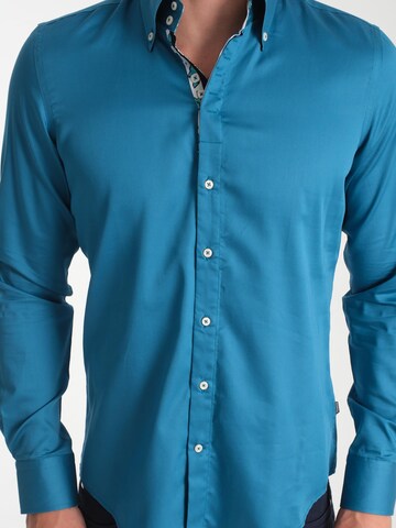 Slim fit Camicia business 'Roma Satin Man Shirt Green' di 7Camicie in verde