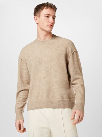 Pull-over 'Daniel' WEEKDAY en beige : devant