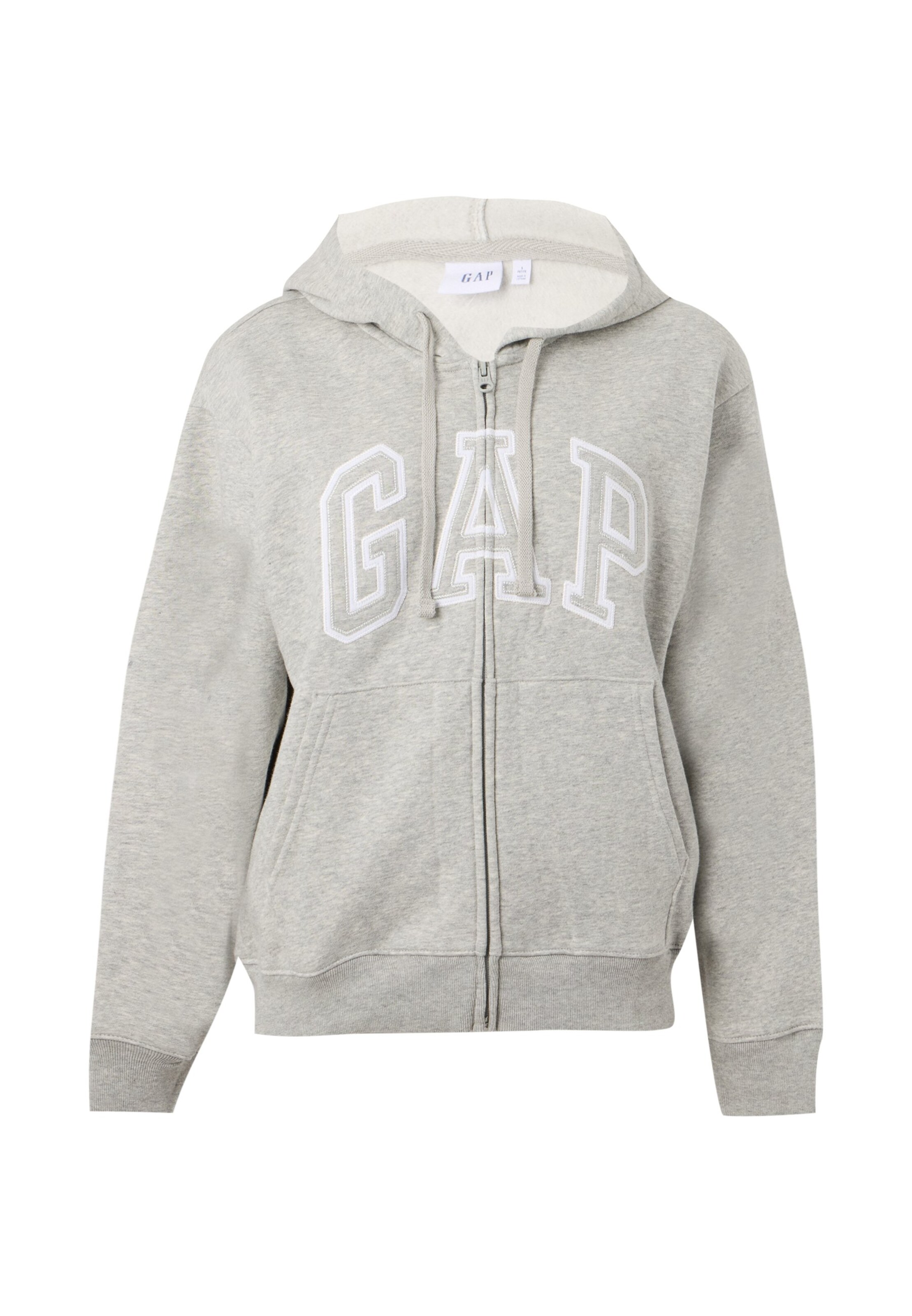 Gap Petite Sweatvest 'HERITAGE' in Grijs: voorkant