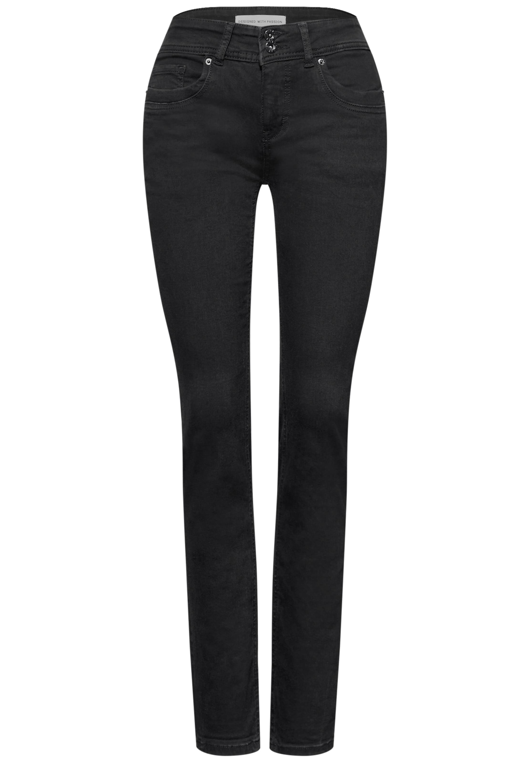 STREET ONE Slimfit Jeans in Schwarz: Vorderseite