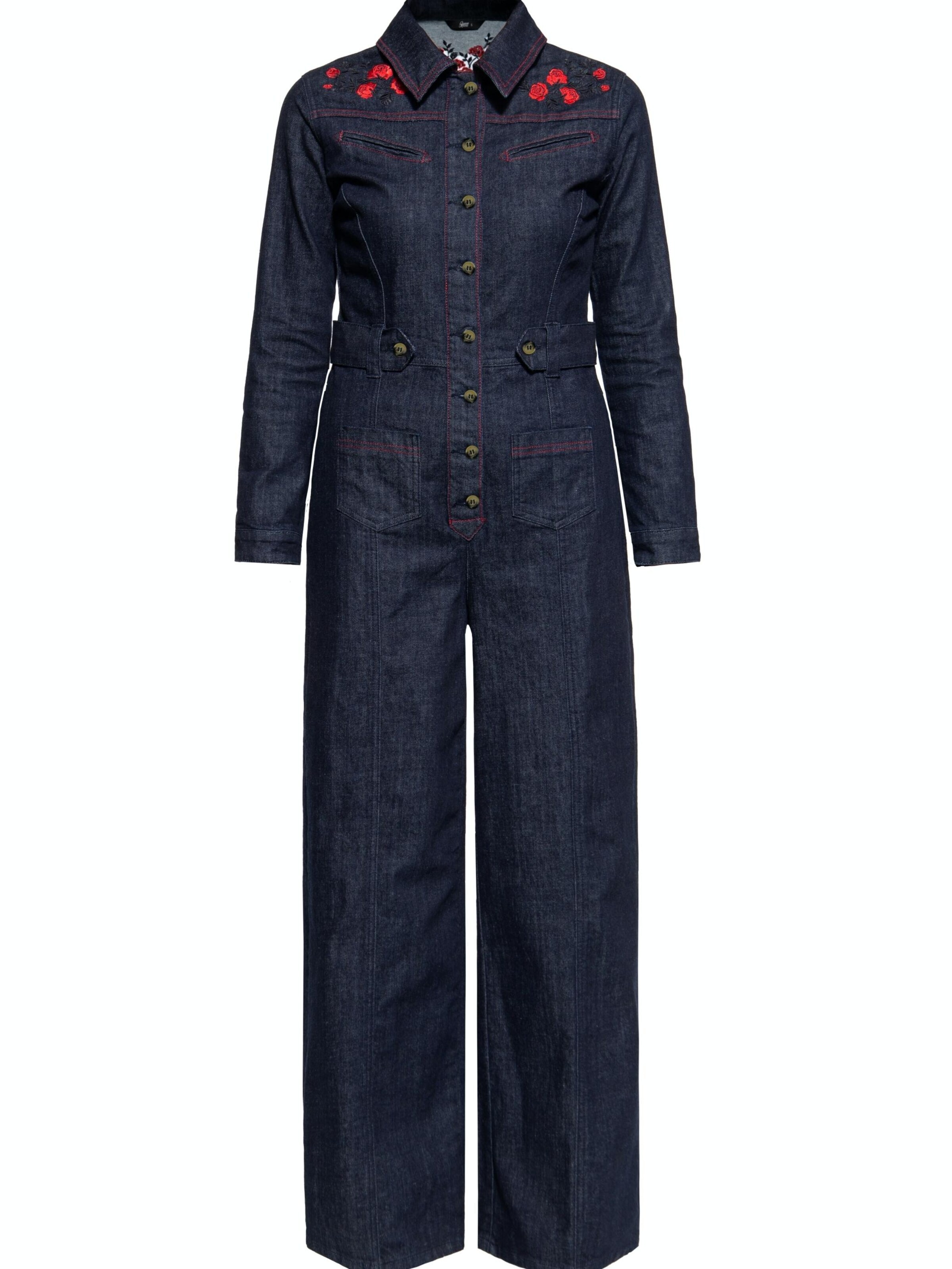 Queen Kerosin Jumpsuit 'Roses' in XXXL/Regular in Blue denim, Item view