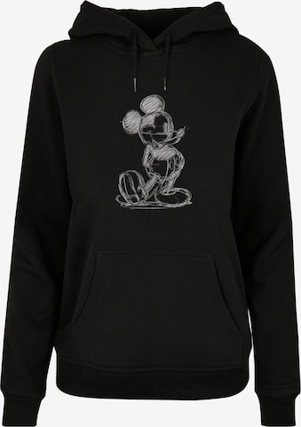 ABSOLUTE CULT Sweatshirt 'Mickey Mouse - Sketch Kick' in Schwarz: predná strana