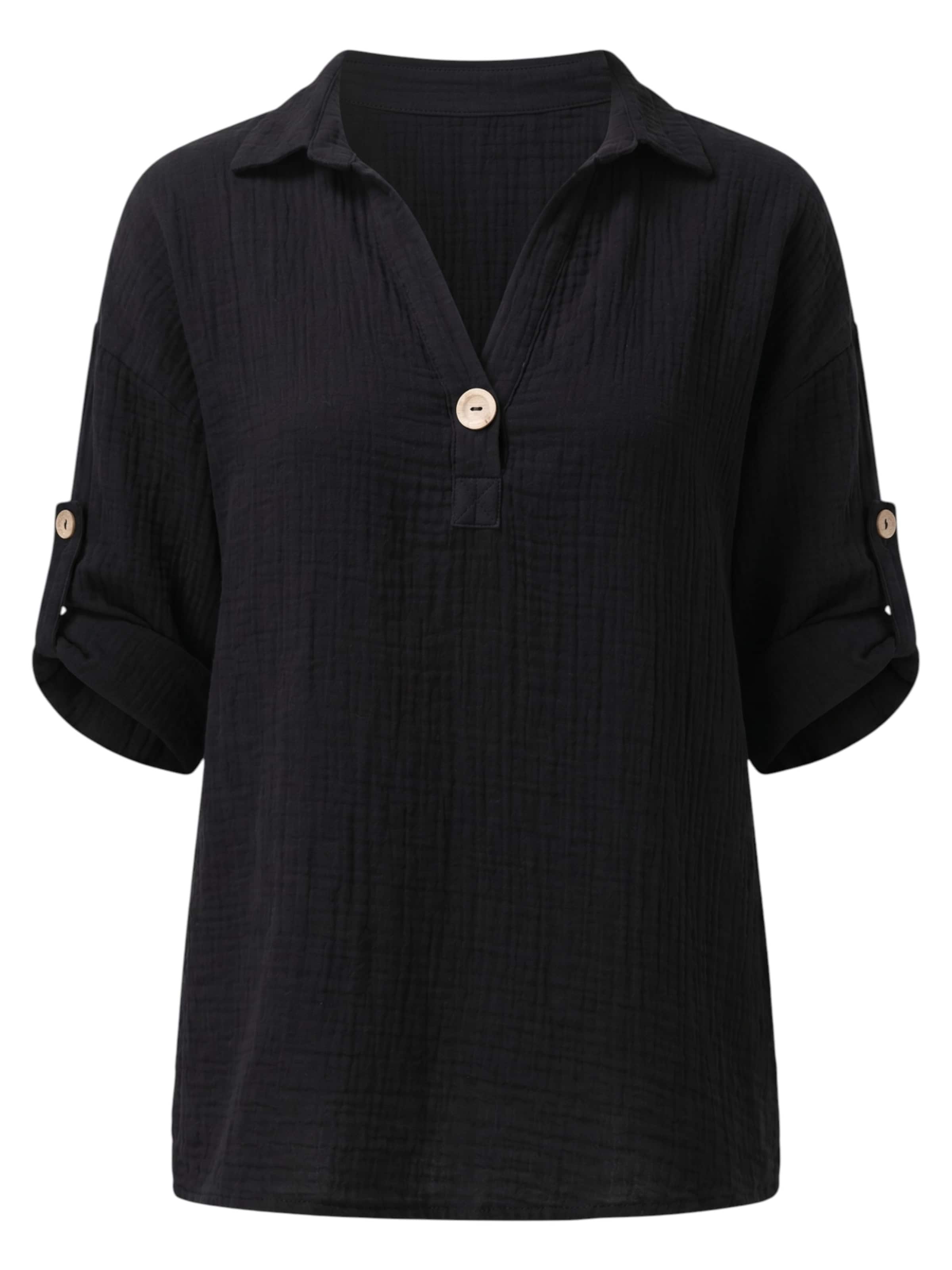 WENOR Blouse 'LINARA' in Zwart: voorkant