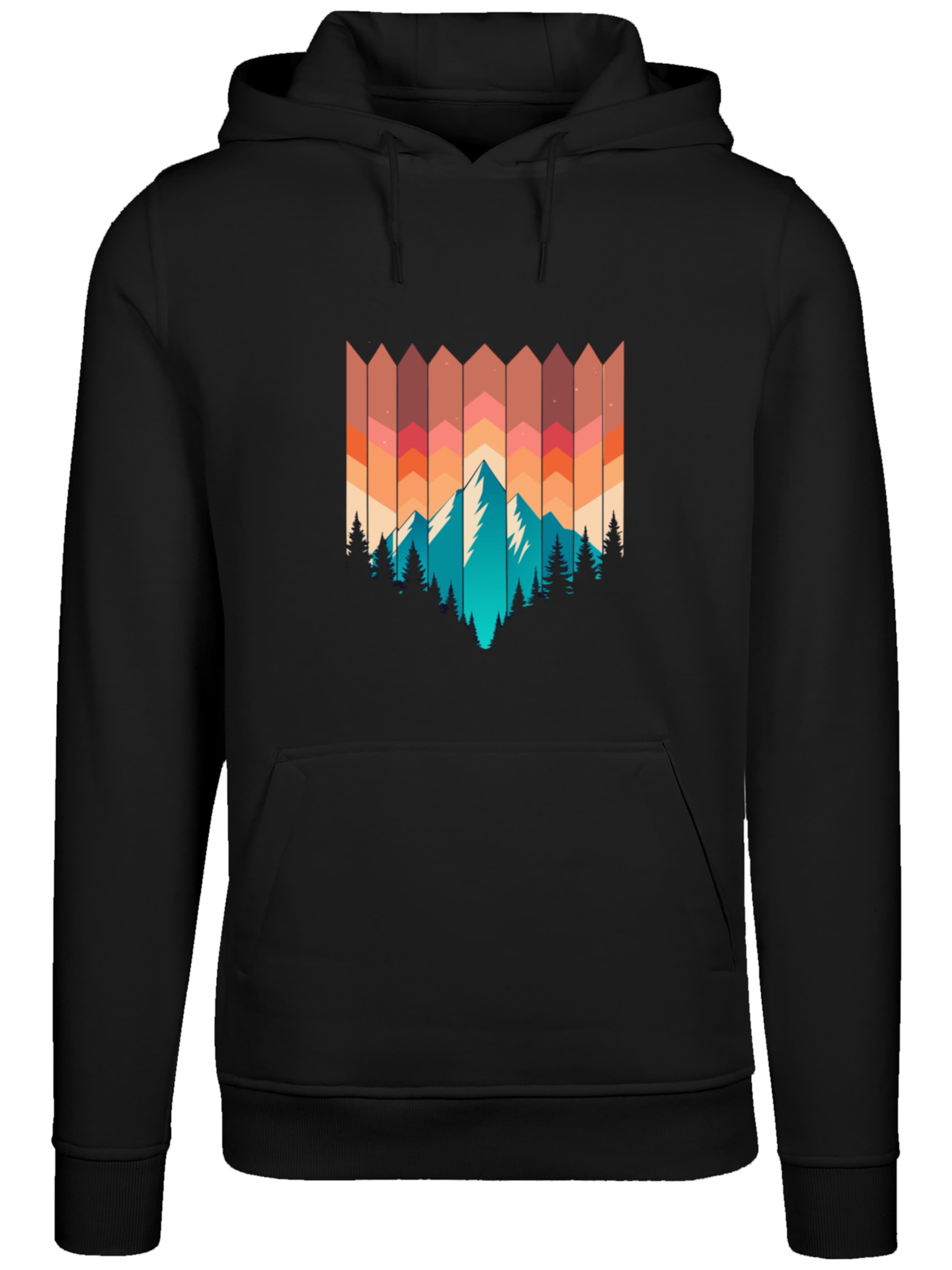 F4NT4STIC Sweatshirt 'Berg Sonnenuntergang' in Schwarz: Vorderseite