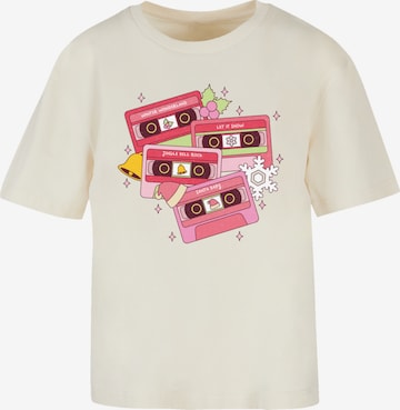 F4NT4STIC Shirt 'Christmas Retro Song Tapes' in Beige: voorkant
