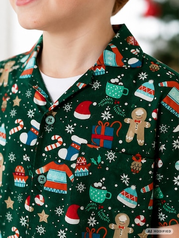 King Kameha Regular fit Overhemd 'Christmas Gingerbread' in Groen