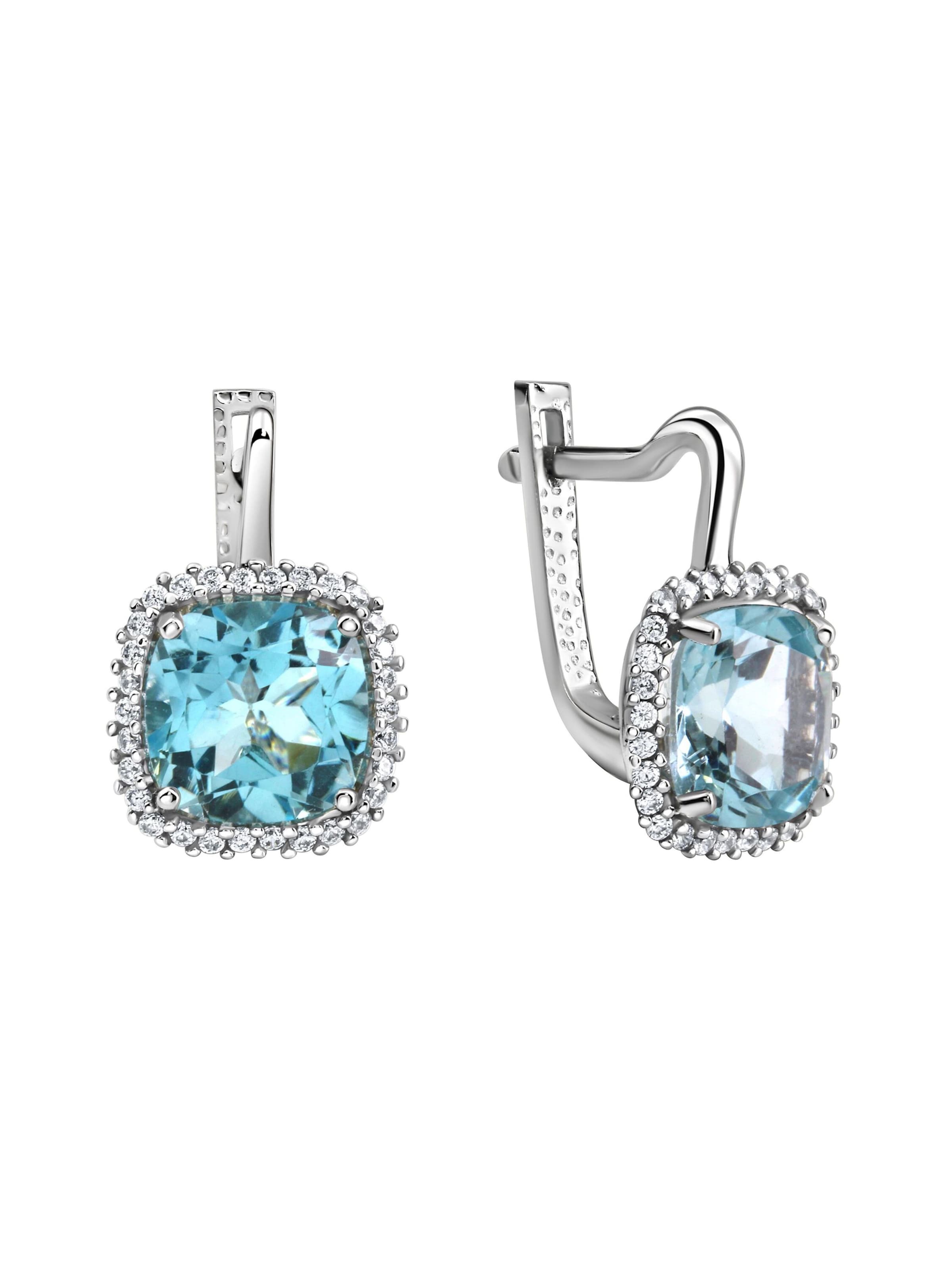 Fascination by Ellen K. Boucles d'oreilles en bleu clair / blanc, Vue avec produit