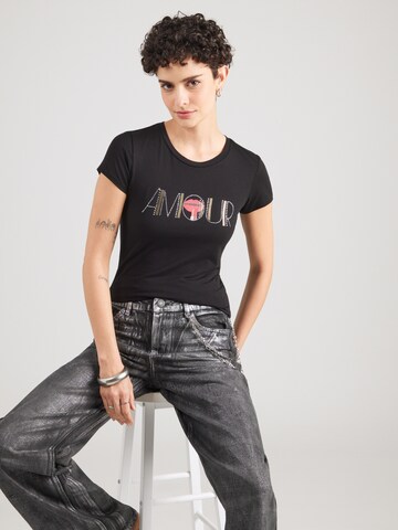 GUESS Тениска 'AMOUR' в черно: отпред