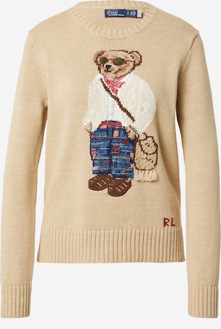 Polo Ralph Lauren Sweater 'MADRAS BEAR' in Beige: front