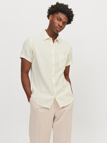 JACK & JONES Regular fit Button Up Shirt 'Tampa Dobby' in White: front