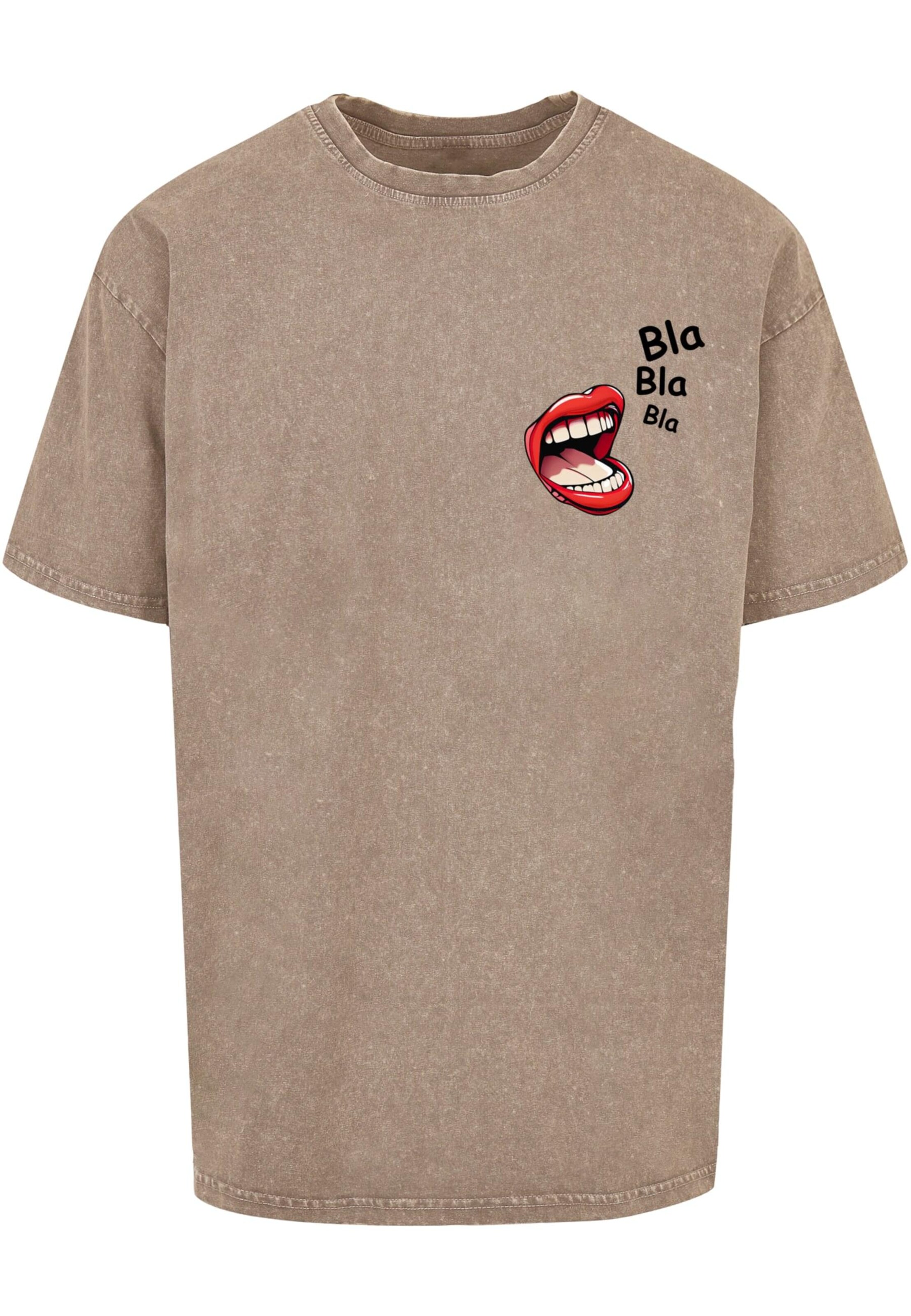 Merchcode Shirt 'Bla Bla Bla Comic' in Brown: front