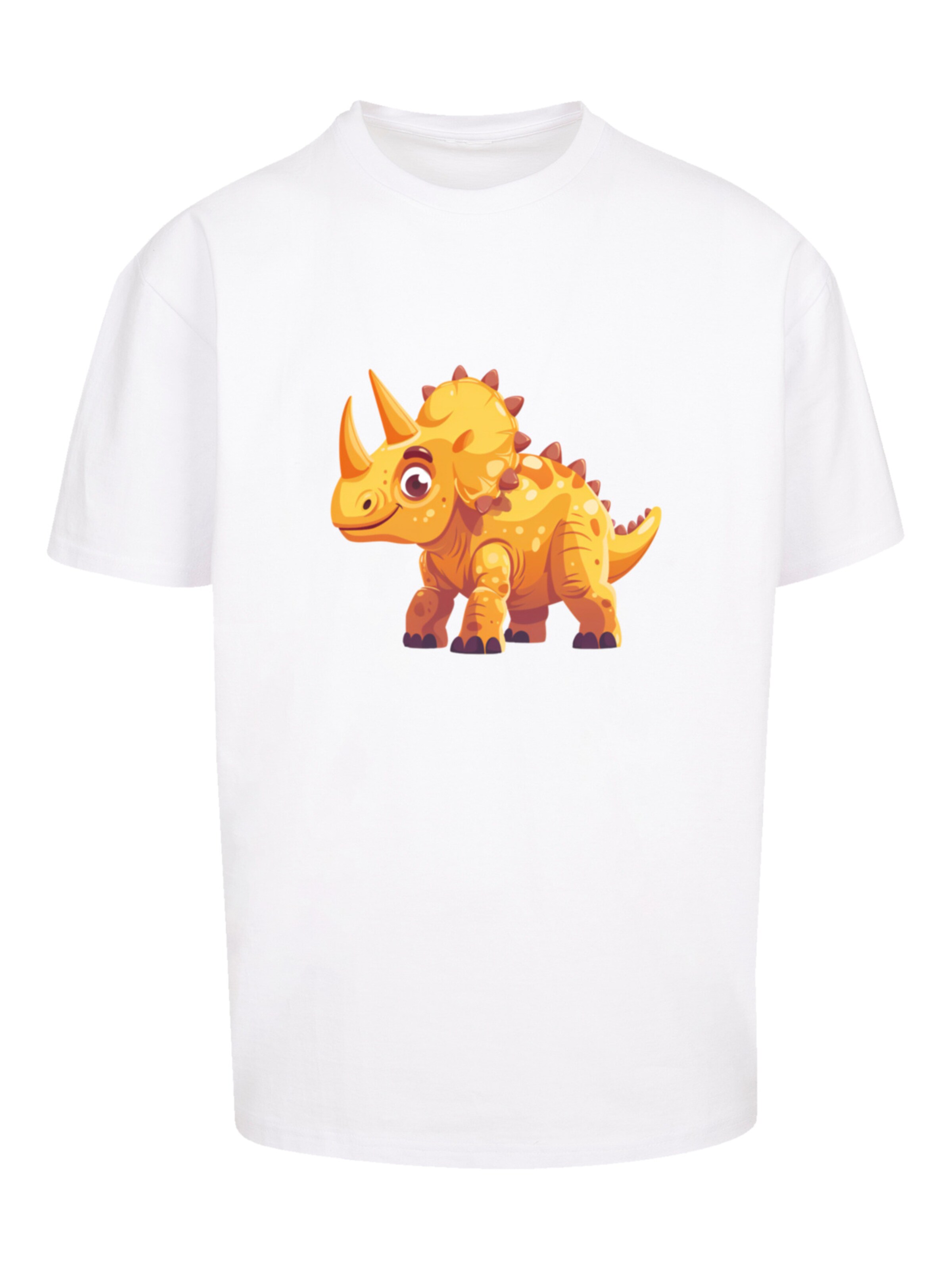 F4NT4STIC T-Shirt 'Süßer Triceratops Dinosaurier' in Weiß: Vorderseite