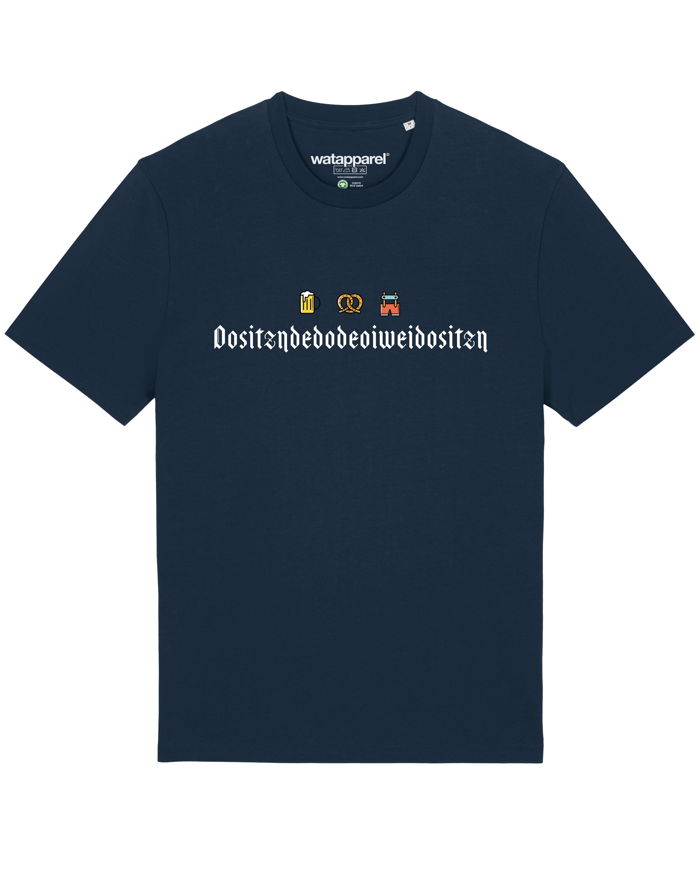T-Shirt 'Dositzndedodeoiweidositzn' Watapparel en bleu : devant