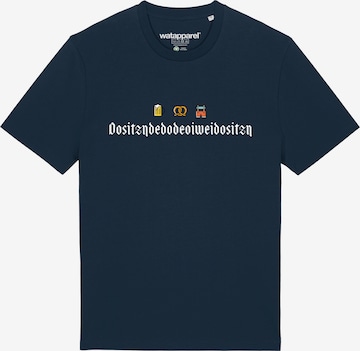 Watapparel Shirt 'Dositzndedodeoiweidositzn' in Blauw: voorkant