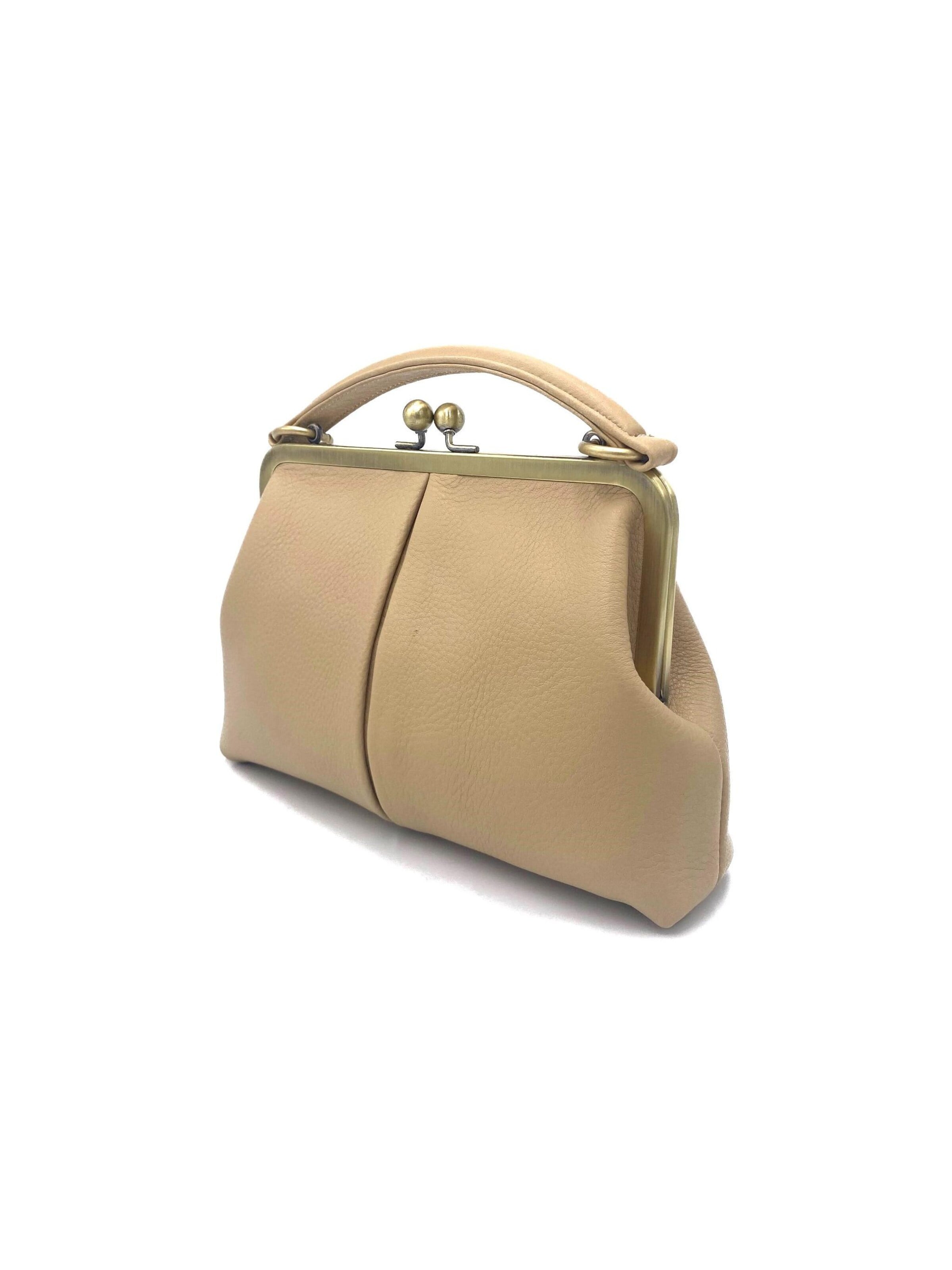 Taschenkinder Handbag 'Kleine Olive – Leder Handtasche & Umhängetasche' in Beige