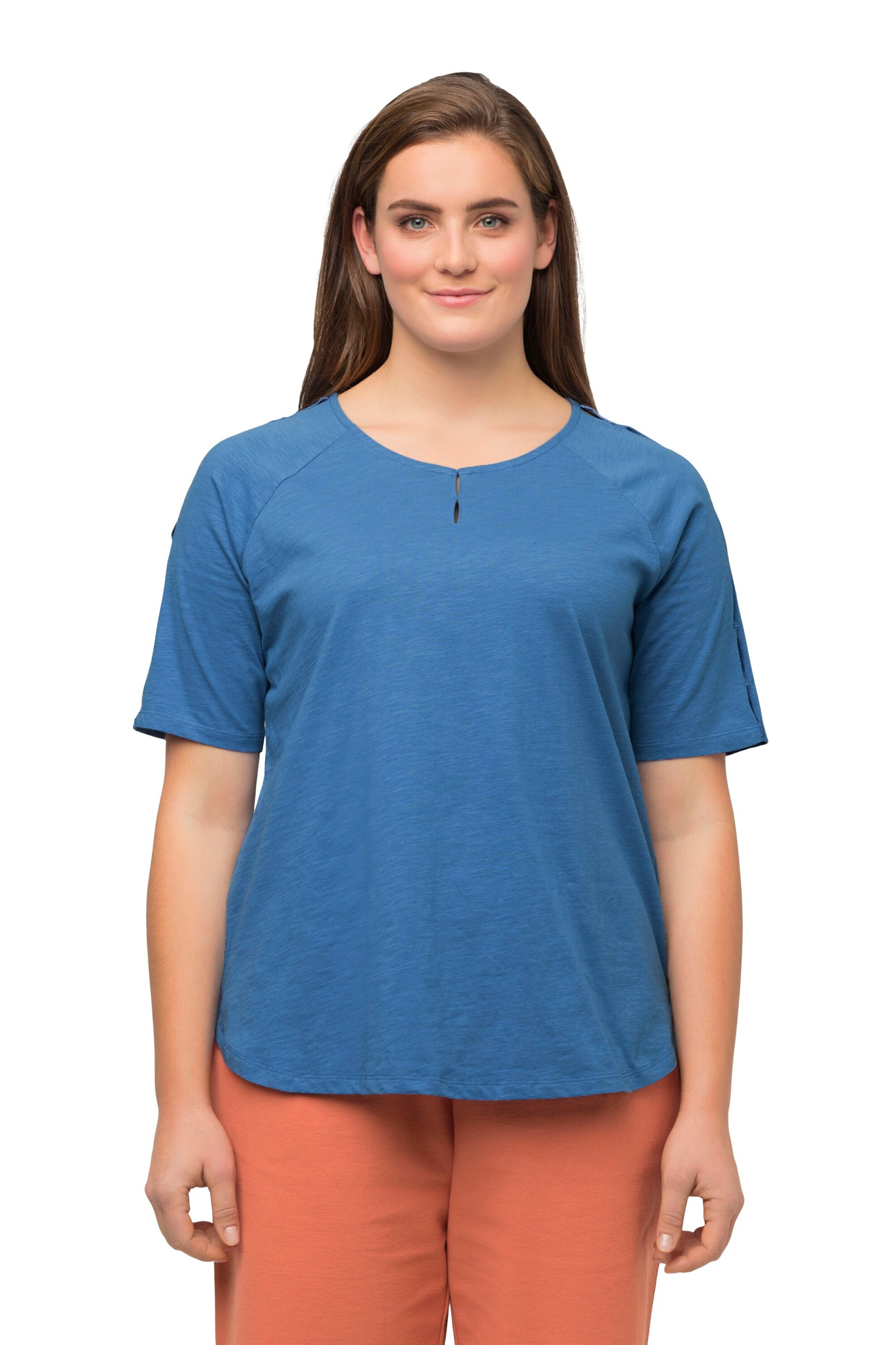 T-shirt Ulla Popken en bleu : devant