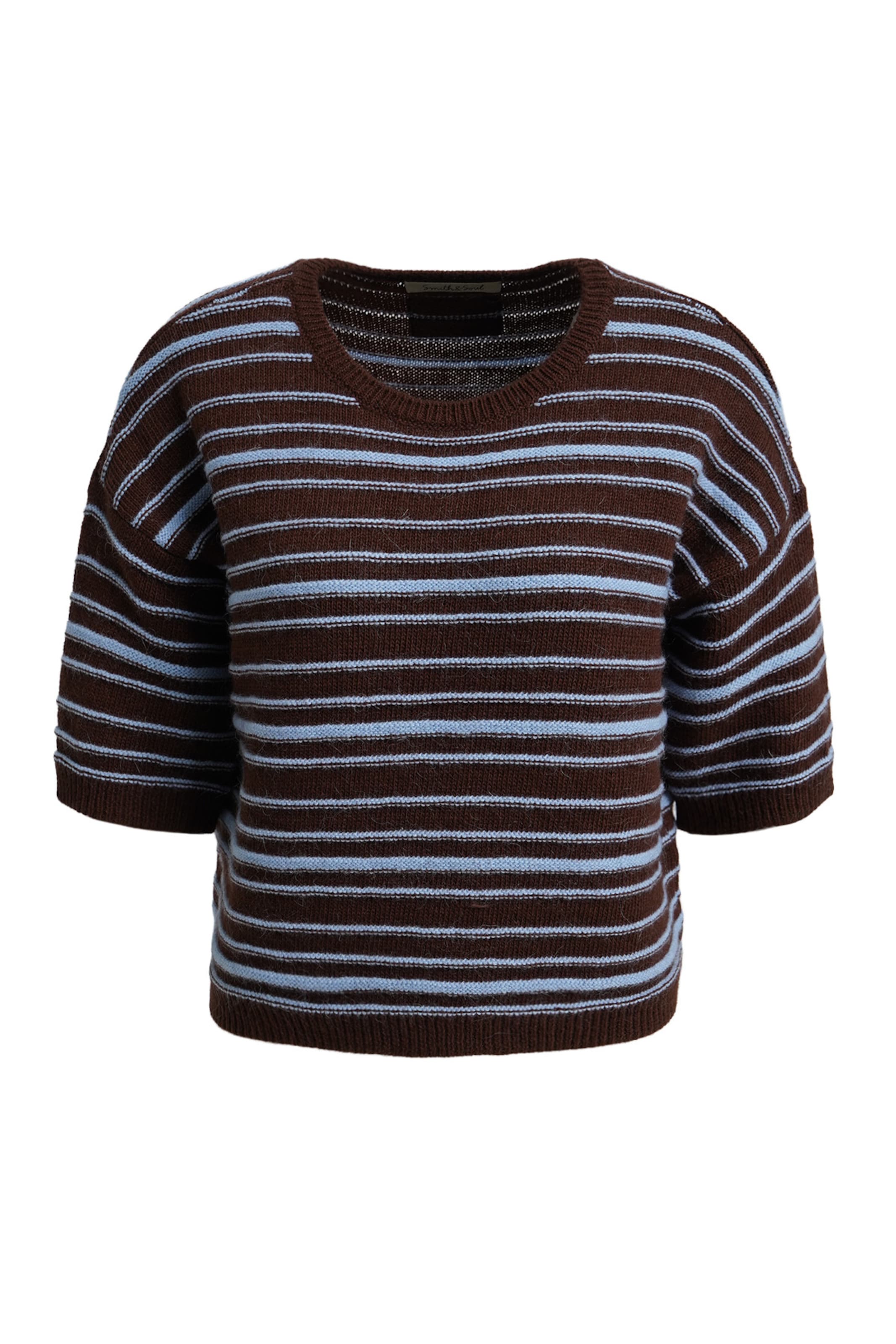 Smith&Soul Kurzarm-Pullover mit Streifen in Braun: Vorderseite