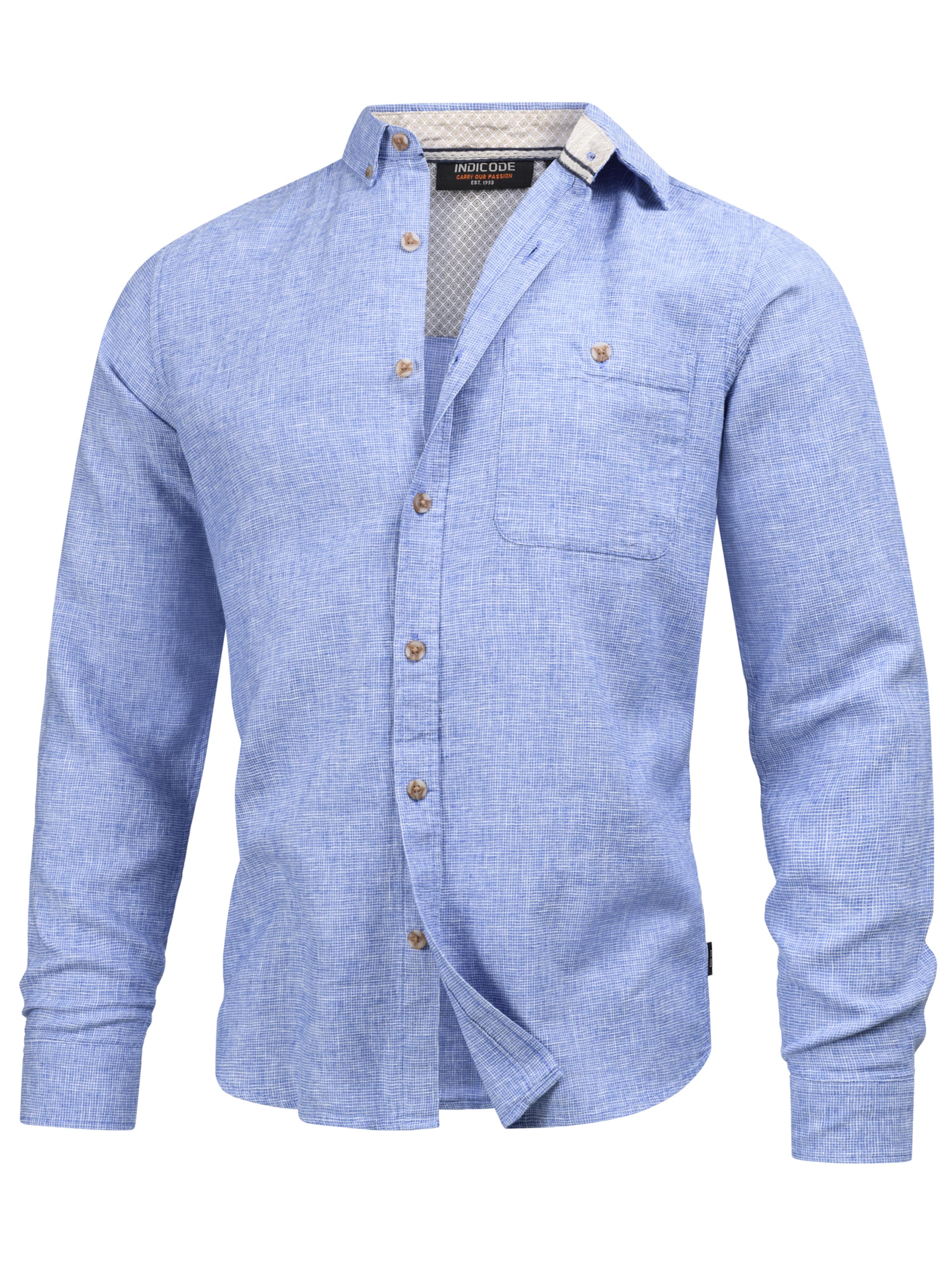 INDICODE JEANS Button Up Shirt in Blue: front