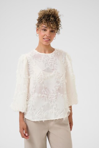 Cream Bluse 'Freja' i hvid: forside