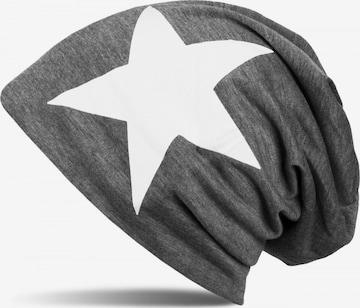 styleBREAKER Mütze 'Beanie mit Stern Print' in Grau: Vorderseite