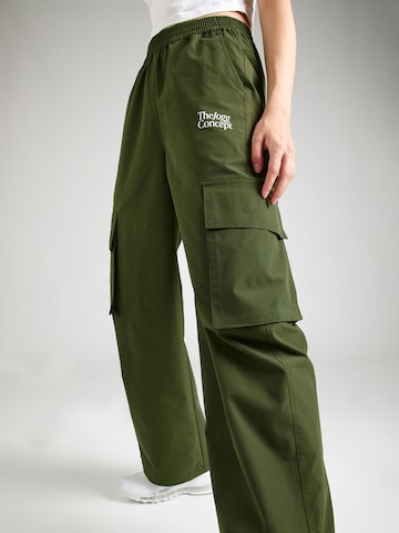 The Jogg ConceptWide Leg/ Široke nogavice Cargo hlače 'Fia' - zelena boja