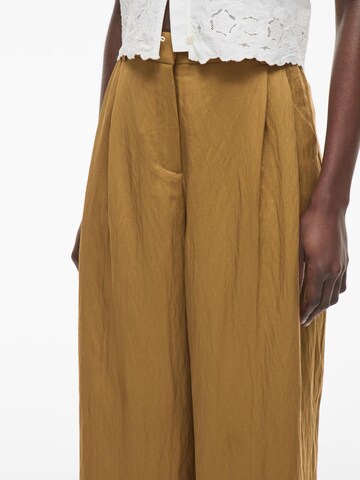 ROUGE EDIT Wide Leg Bukser med lægfolder i brun