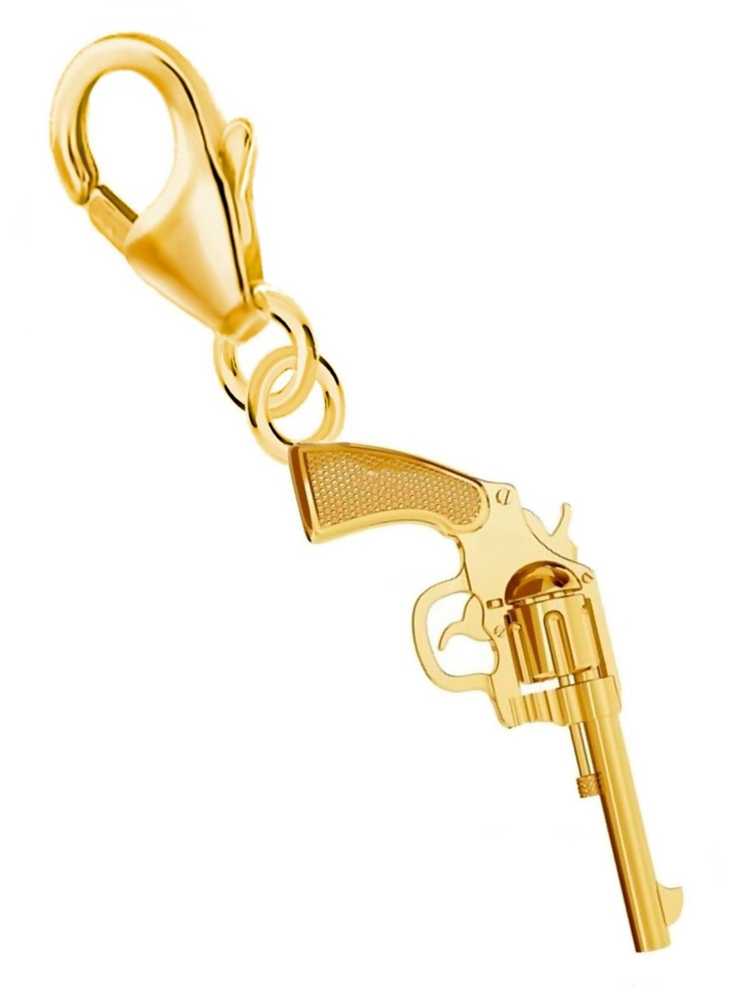 Goldene Hufeisen Pendant 'Revolver, Pistole' in Gold: front