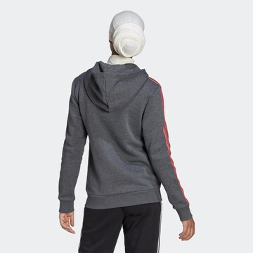 ADIDAS SPORTSWEAR Athletic Zip-Up Hoodie 'Essentials Fleece 3-Stripes ' in Grey