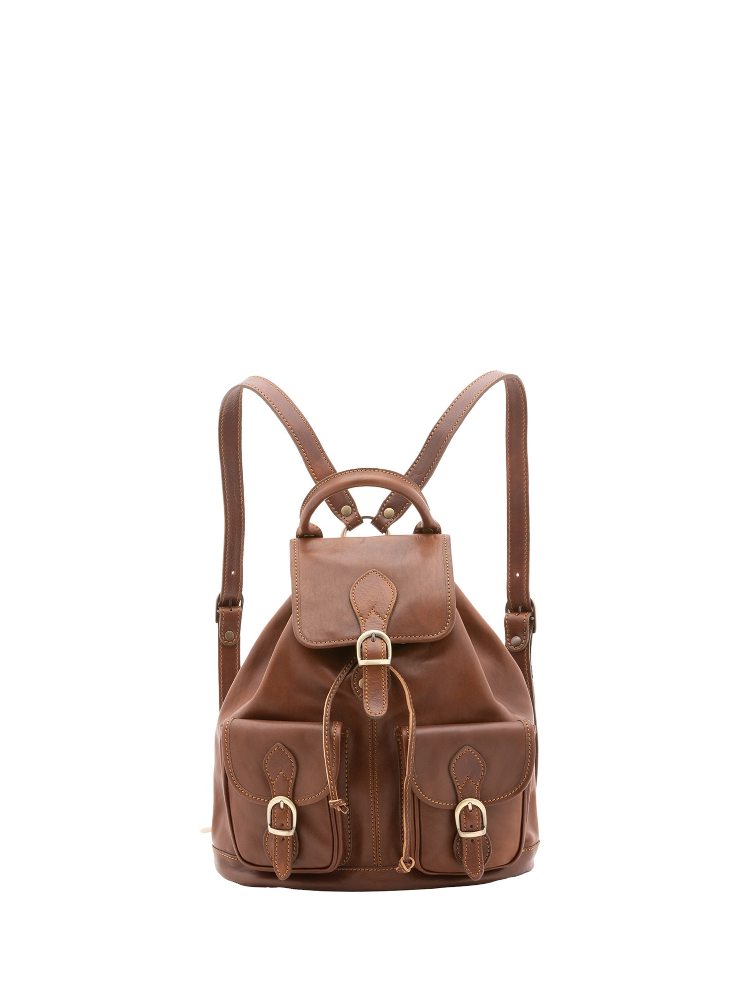 Zaino 'Zaino in vera pelle con bottone magnetico e coulisse - Made in Italy' di Alessia Firenze in marrone