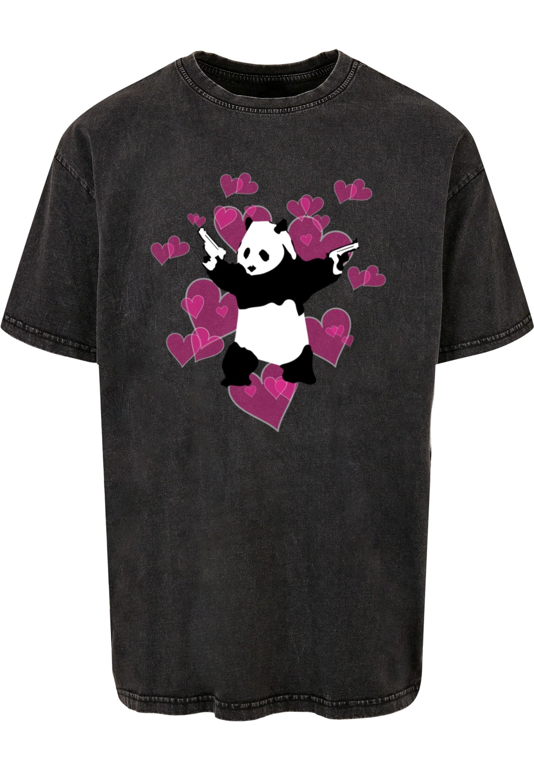 Maglietta 'Brandalised - Panda Guns With Hearts' di Merchcode in nero: frontale