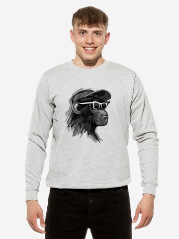 Cotton Prime Sweatshirt 'Cool Monkey mit Brille ' in Grijs: voorkant