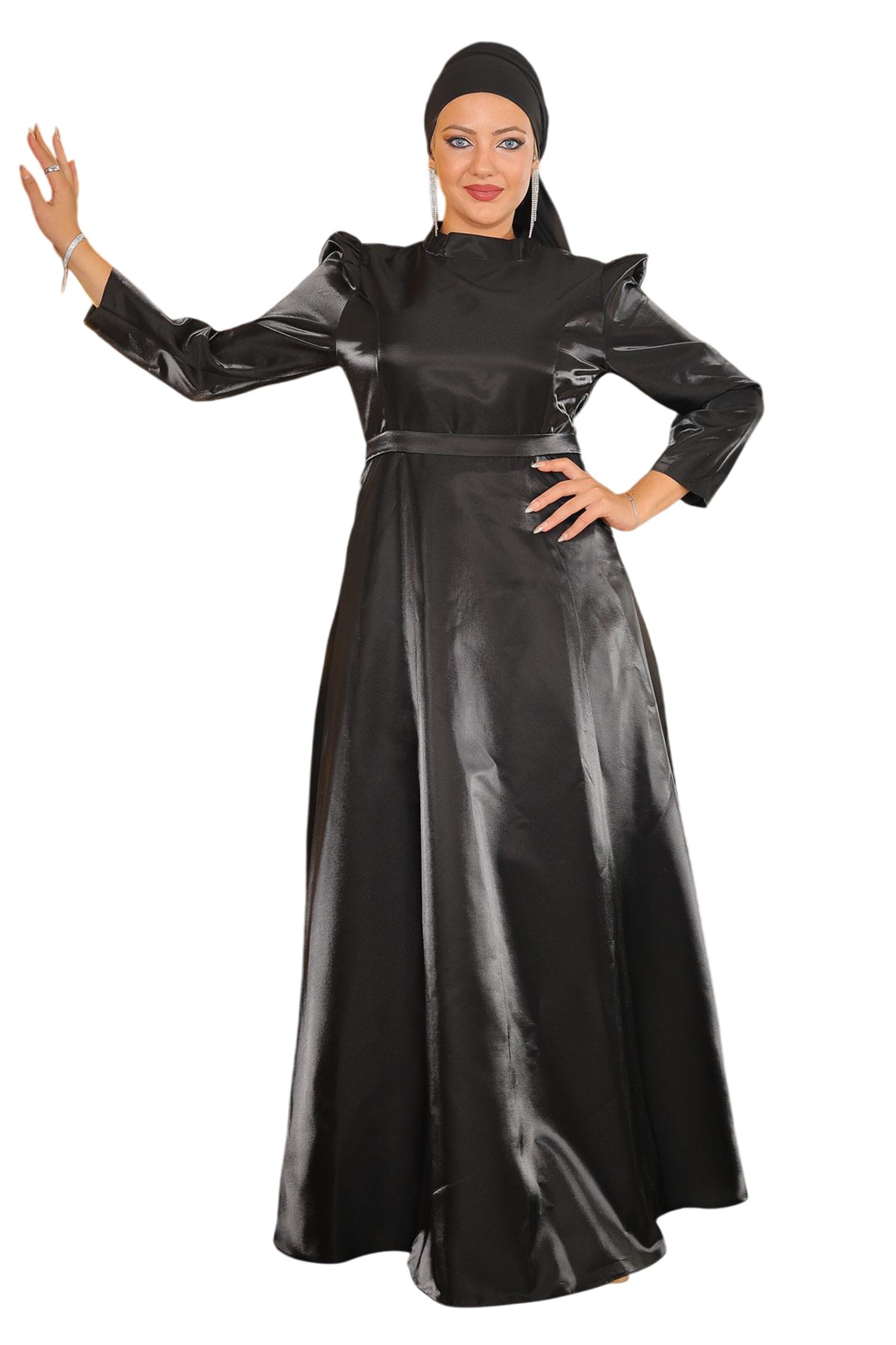 MODAMIHRAM Jurk in Zwart: voorkant