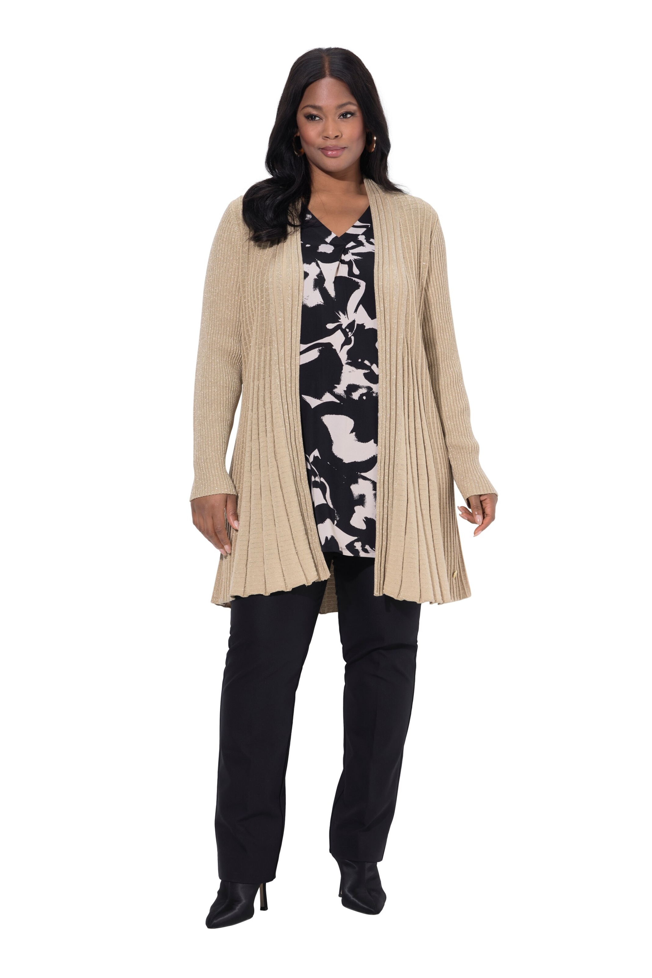 Ulla Popken Вязаная кофта в Бежевый: спереди