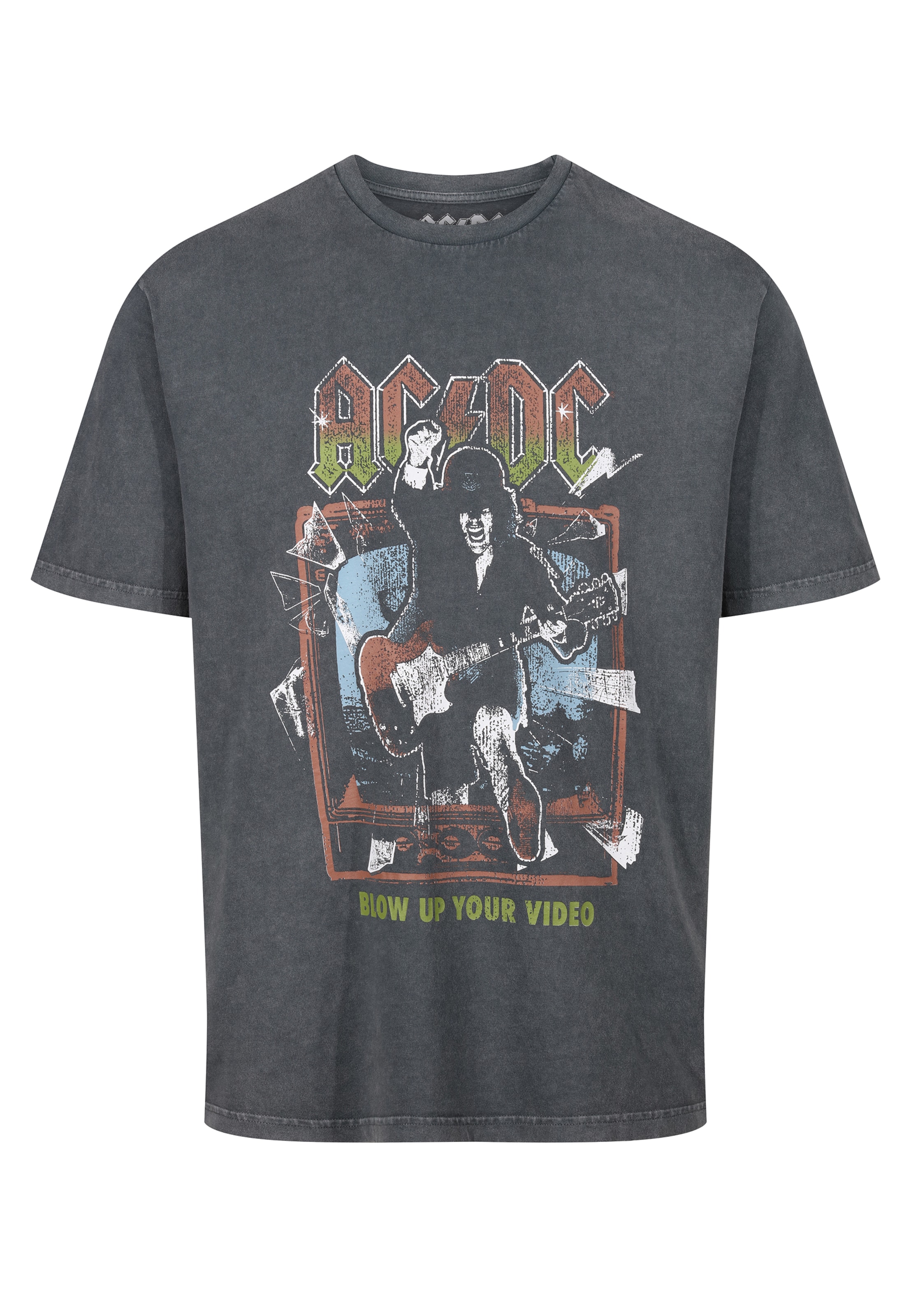 Recovered Shirt 'ACDC Blow Up Your Video' in Grey: front