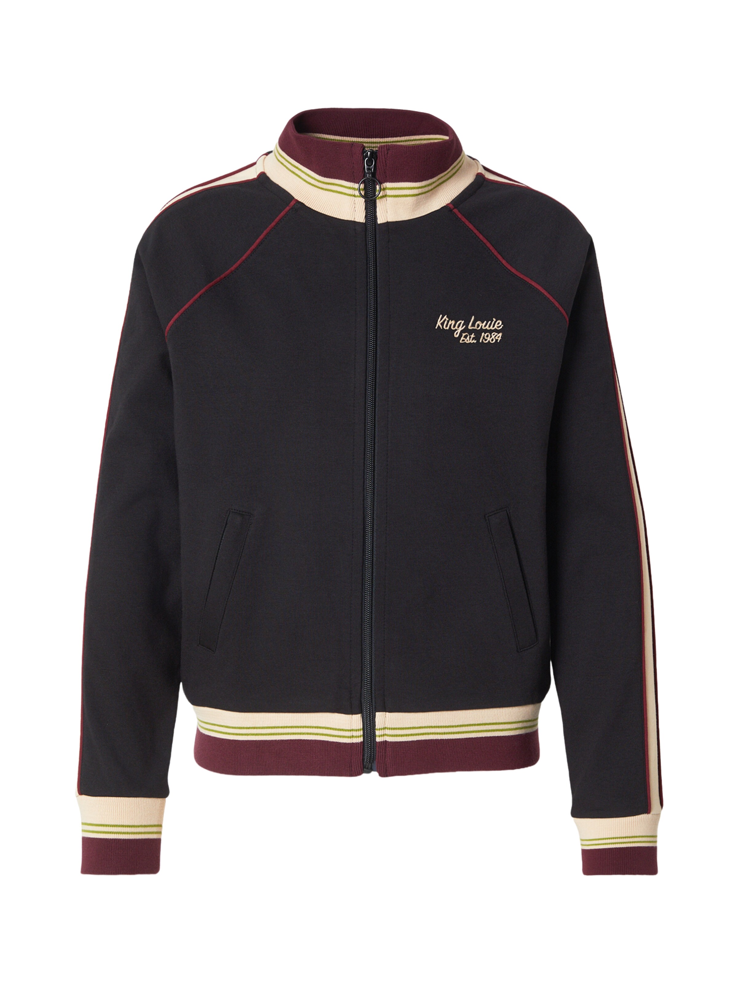 King Louie Zip-Up Hoodie 'Lila Coljack' in Black: front