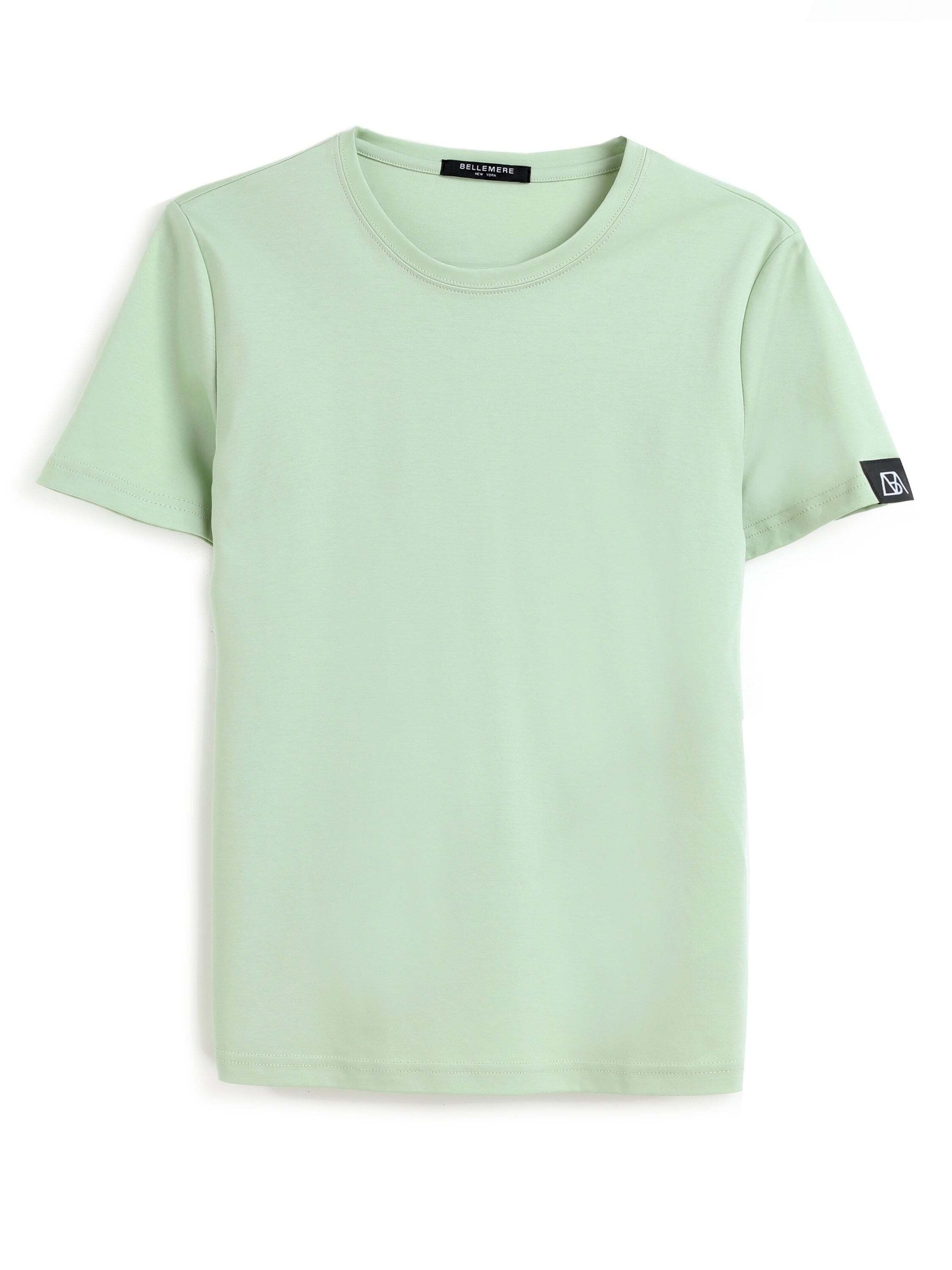 BELLEMERE NEW YORK Shirt 'Herren-T-Shirt aus Baumwolle mit Rundhalsausschnitt, schmale Passform, 185 g' in Green: front
